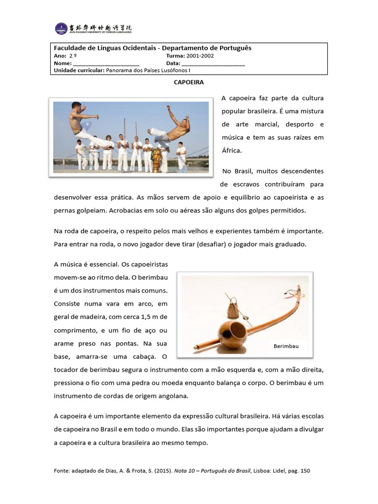 Capoeira: Cultura e Música Brasileira | PDF