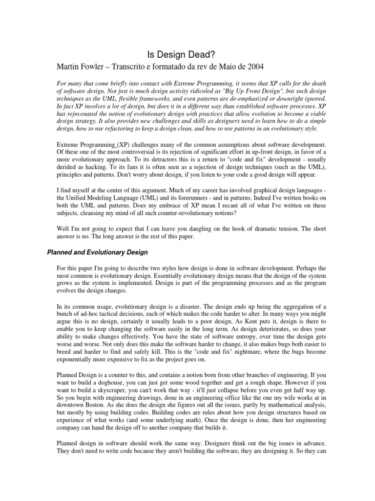 3 Martin Fowler Is Design Dead | PDF | Agile Software Development ...