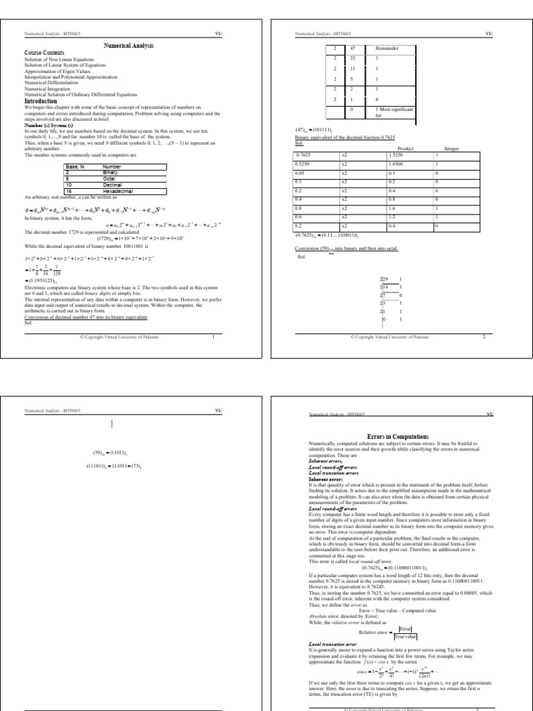 MTH603 Numerical Analysis Handouts | PDF | Numbers | Polynomial
