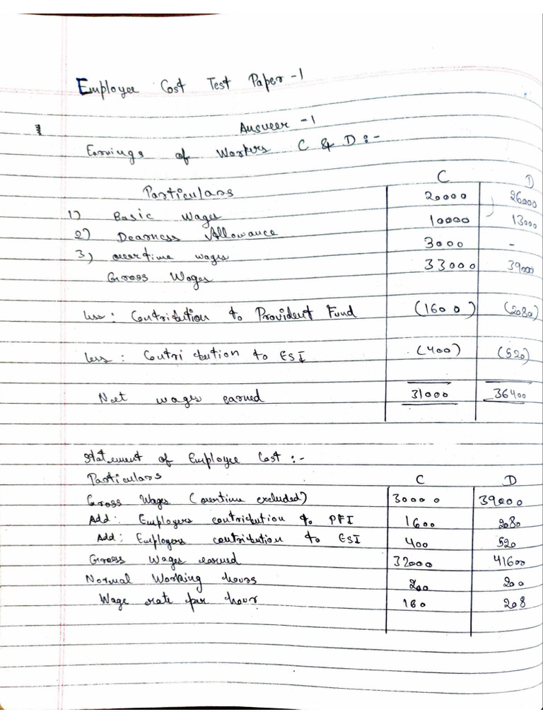 Employee Costing Test 1 | PDF