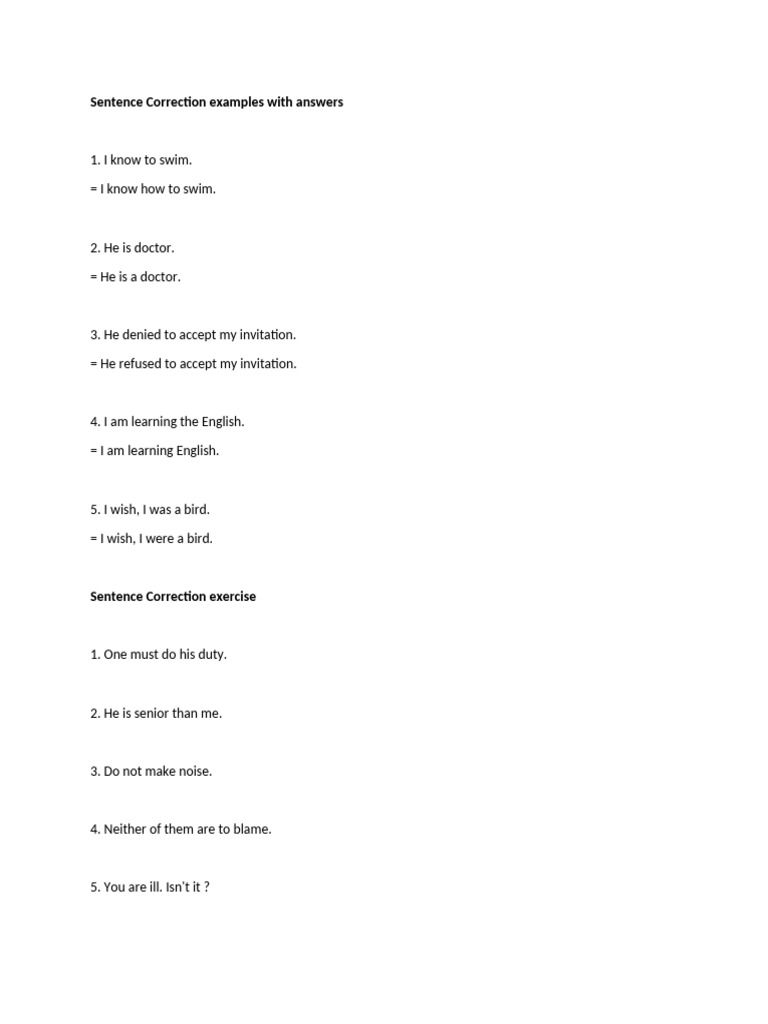 Grammer 1 Correction | PDF