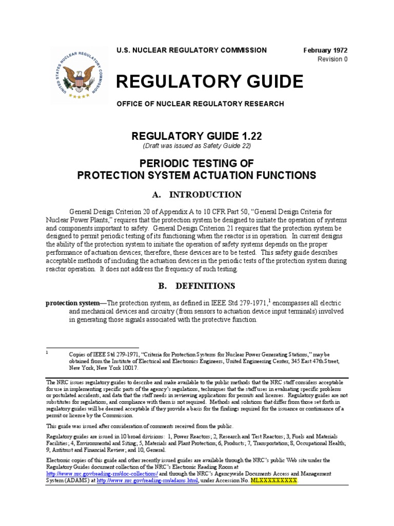 Periodic Testing of Actuation Devices | PDF | Nuclear Regulatory ...