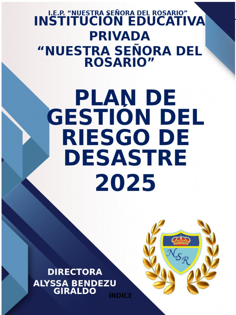 Plan de Gestión de Riesgo 2025 I.E.P. Rosario | PDF | Radiación | Riesgo