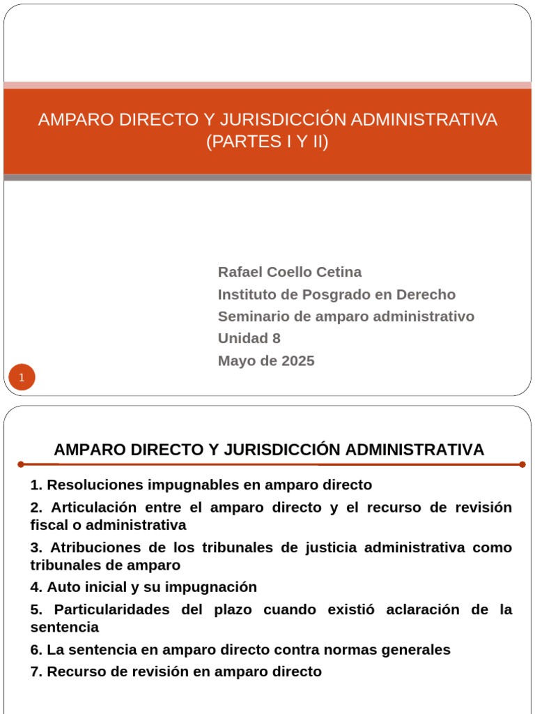 Amparo Directo y Jurisdicción Administrativa | PDF | Caso de ley ...