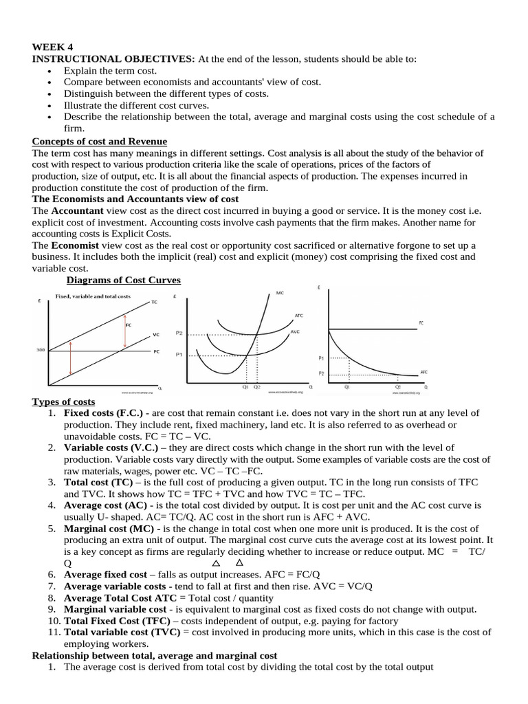 Understanding Cost Concepts in Economics | PDF | Marginal Cost ...