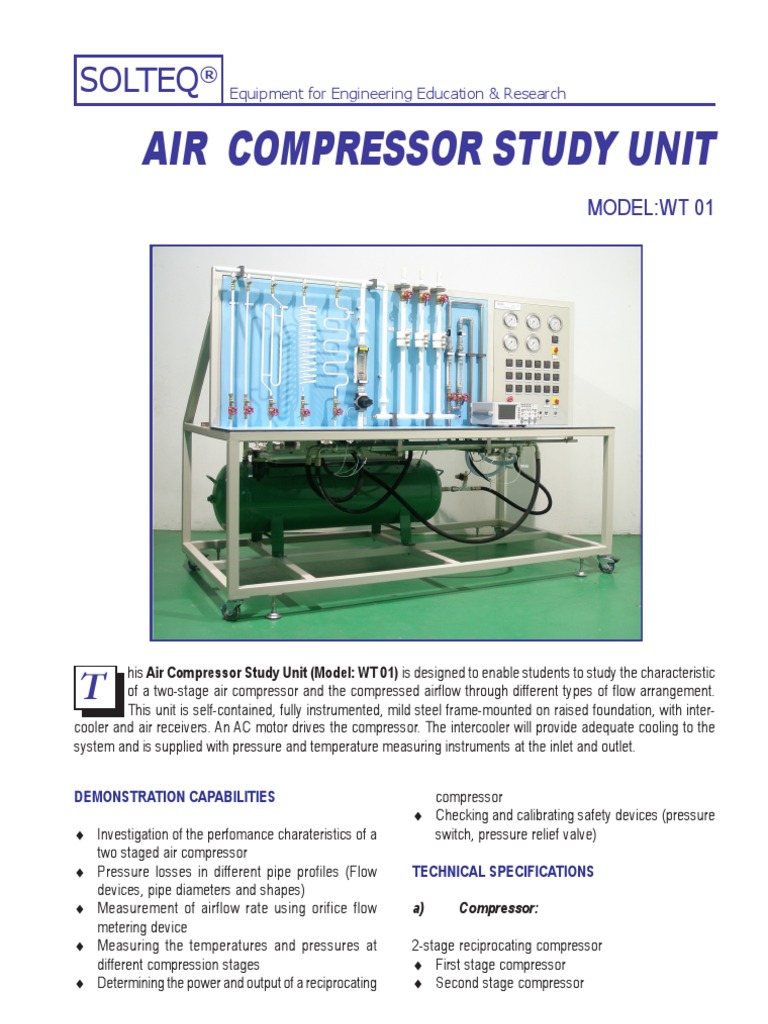 Air Compressor Study Unit: Solteq | PDF | Gas Compressor | Flow Measurement