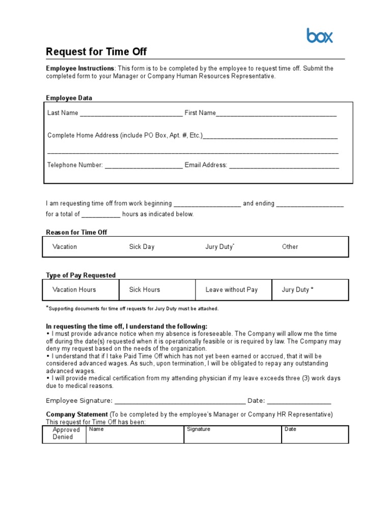 Time Off Request Form | PDF