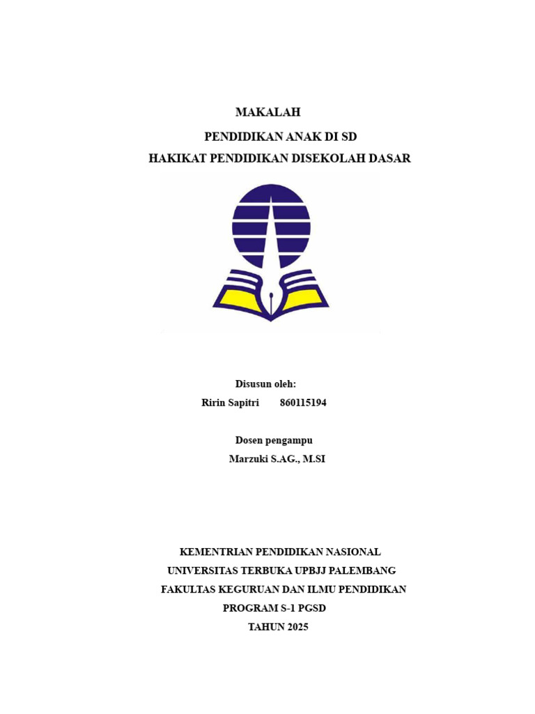 Hakikat Pendidikan di Sekolah Dasar | PDF