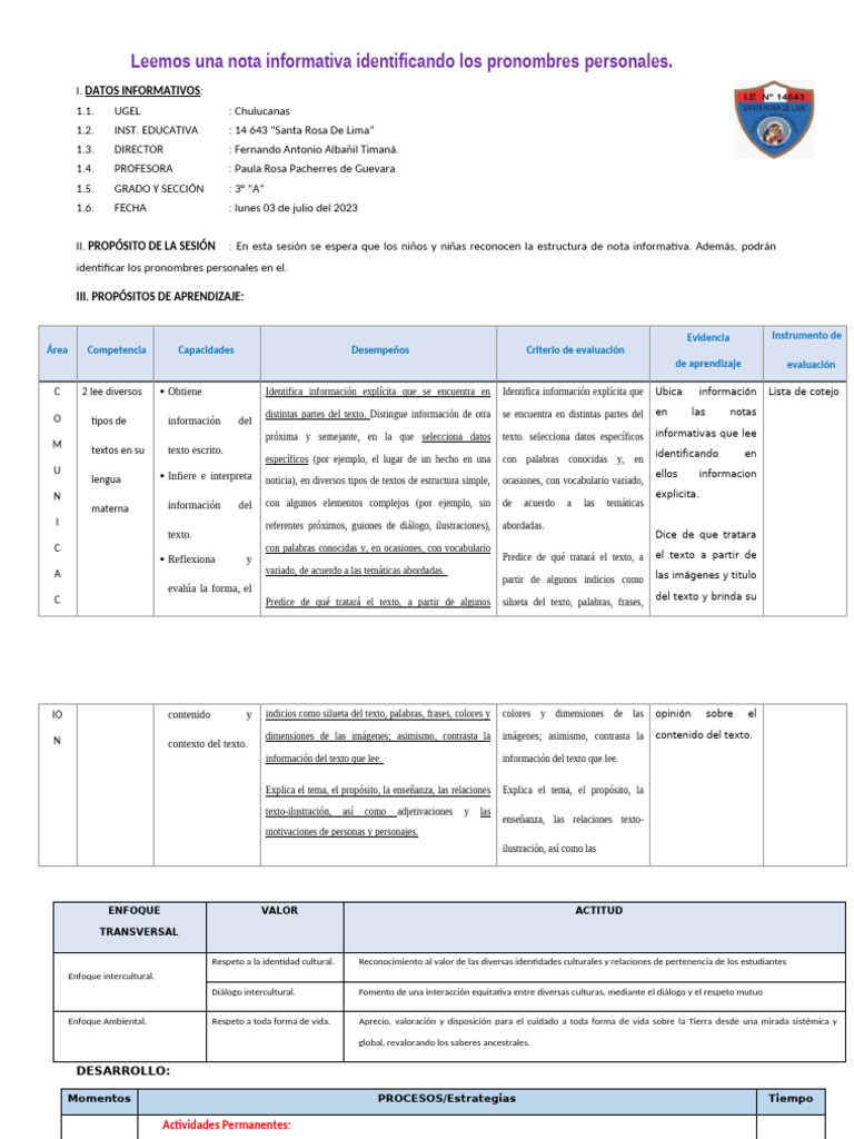 Leemos Notas Informativas | PDF | Enseñando | Información