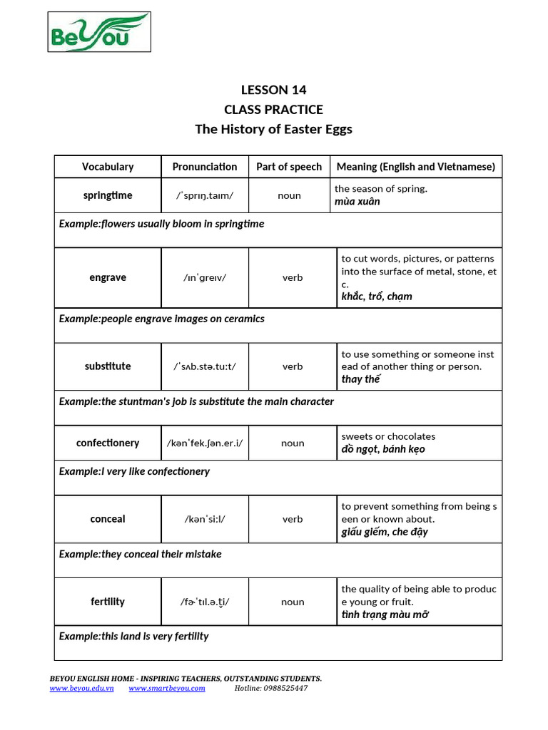 RO1 - Lesson 14 - Class Practice | PDF | Linguistics