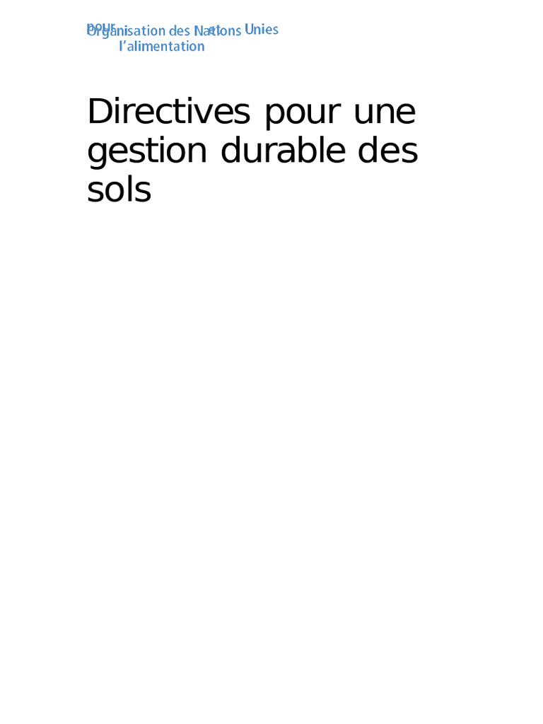 Directives pour la gestion durable des sols | PDF | Sol (pédologie ...