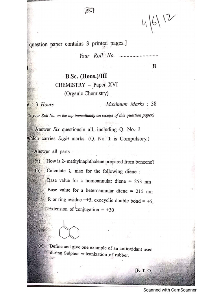 question paper spectroscopy sem vi | PDF
