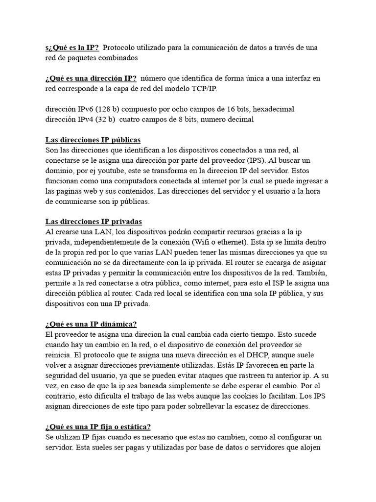 Introducción a Direcciones IP y DHCP | PDF | Dirección IP | Red de ...