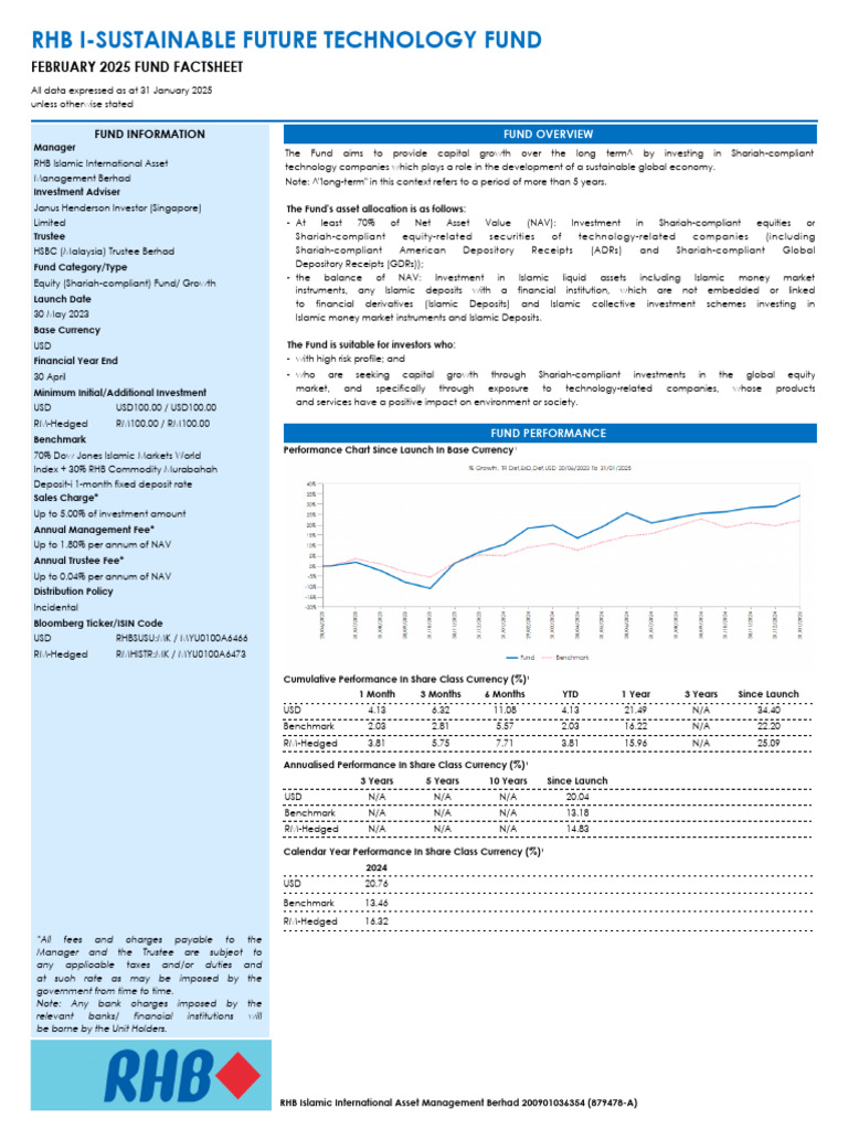 RHB I-Sustainable Future Technology Fund Factsheet | PDF | Investing ...