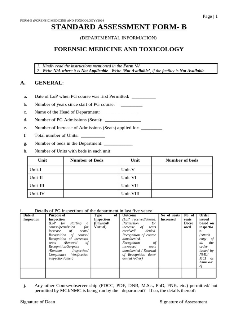 B Form Course Details: Forensic Medicine | PDF | Autopsy | Forensic Science