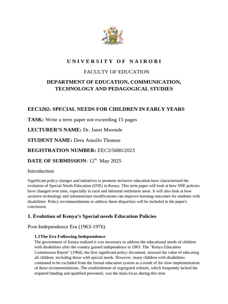 Kenya's Special Needs Education Evolution | PDF | Inclusion (Education ...