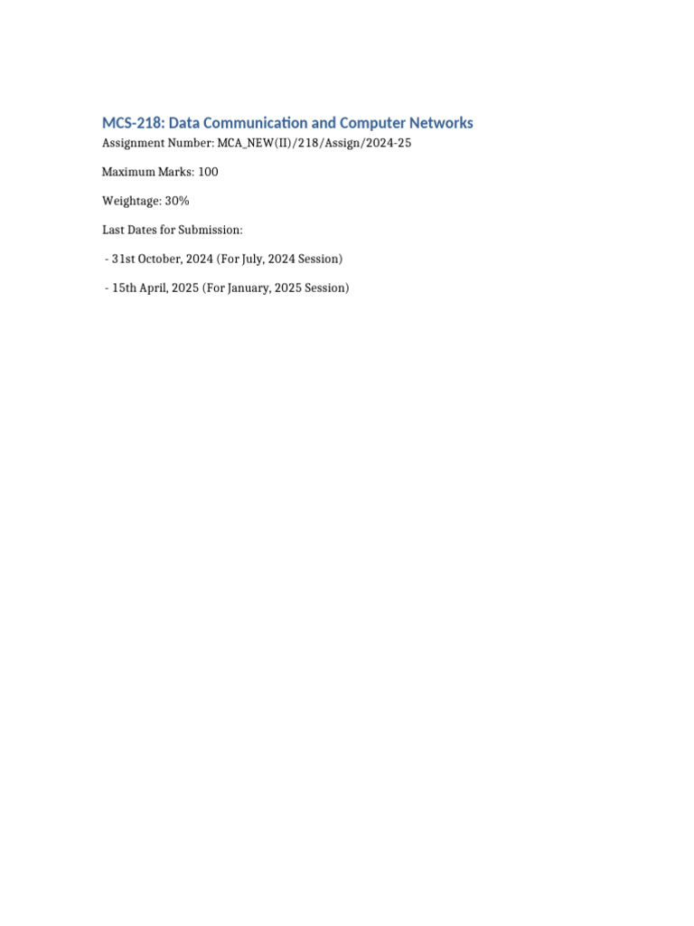Data Communication Assignment Overview | PDF | Transmission Medium ...