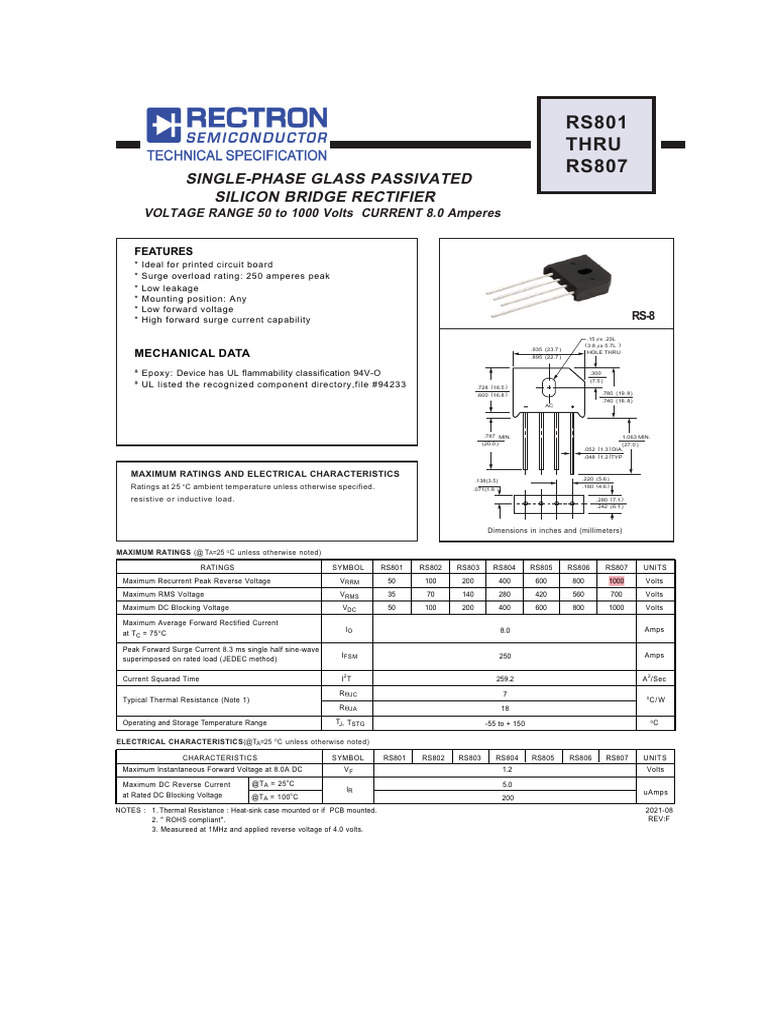 RS807 rs801 - rs807-3106148 | PDF | Rectifier | Electricity