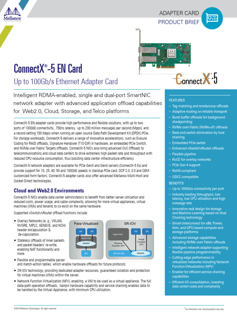 ConnectX-5 EN 100GbE Adapter Card Overview | PDF | Computer Network ...