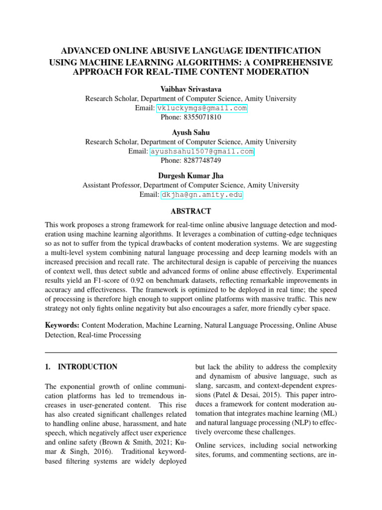 Real-Time Abusive Language Detection | PDF | Machine Learning | Deep ...