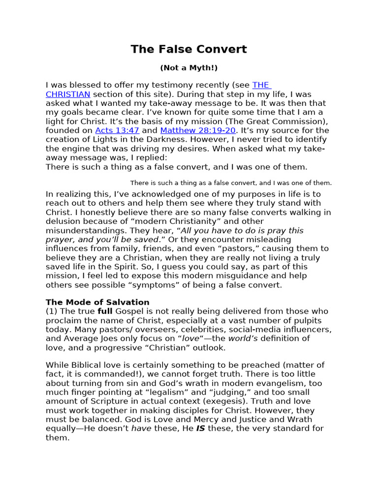 Understanding False Converts in Christianity | PDF | Baptism | Jesus