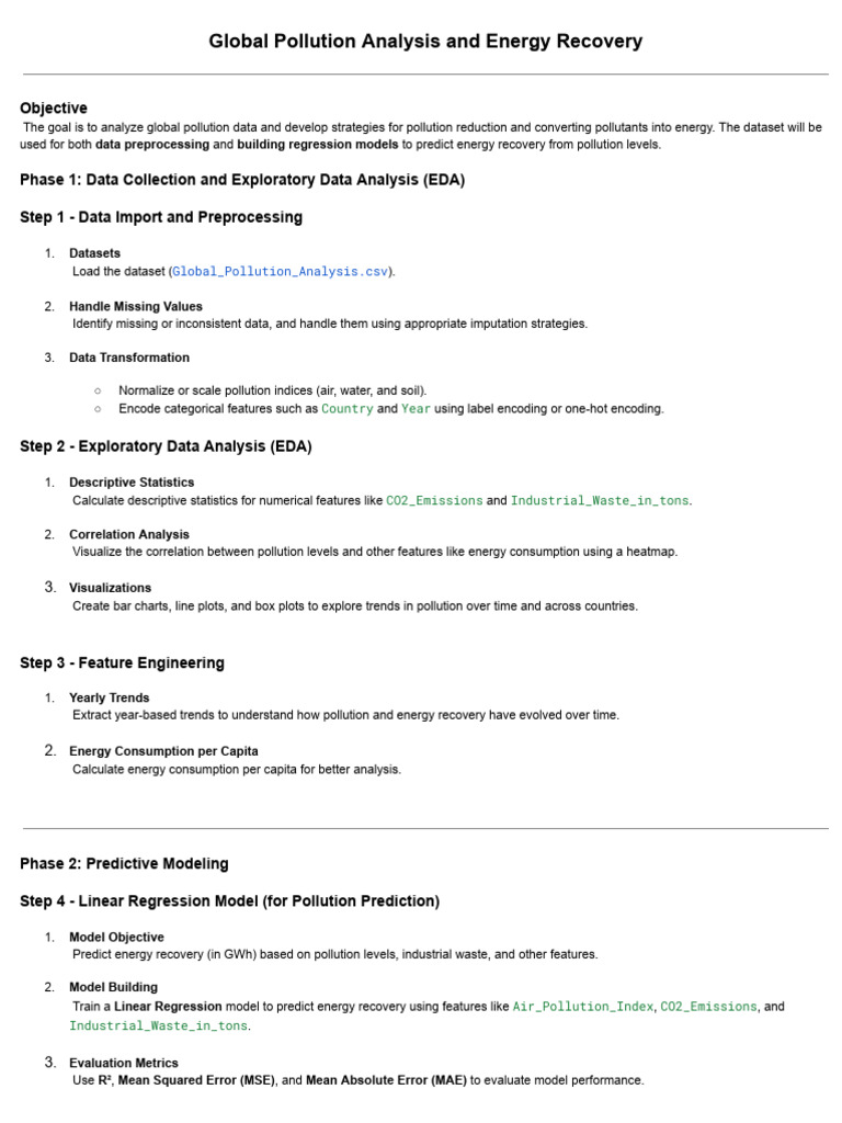 Global Pollution Data & Energy Recovery Insights | PDF | Regression ...