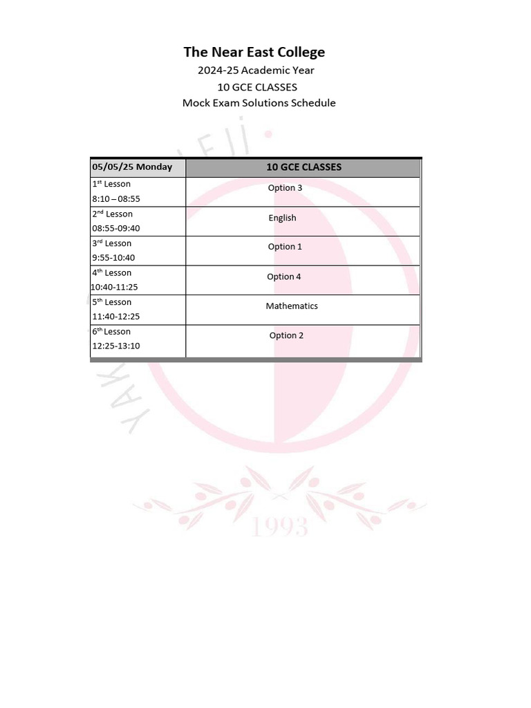 Mock Exam Solutions Schedule-10 Gce Classes | PDF