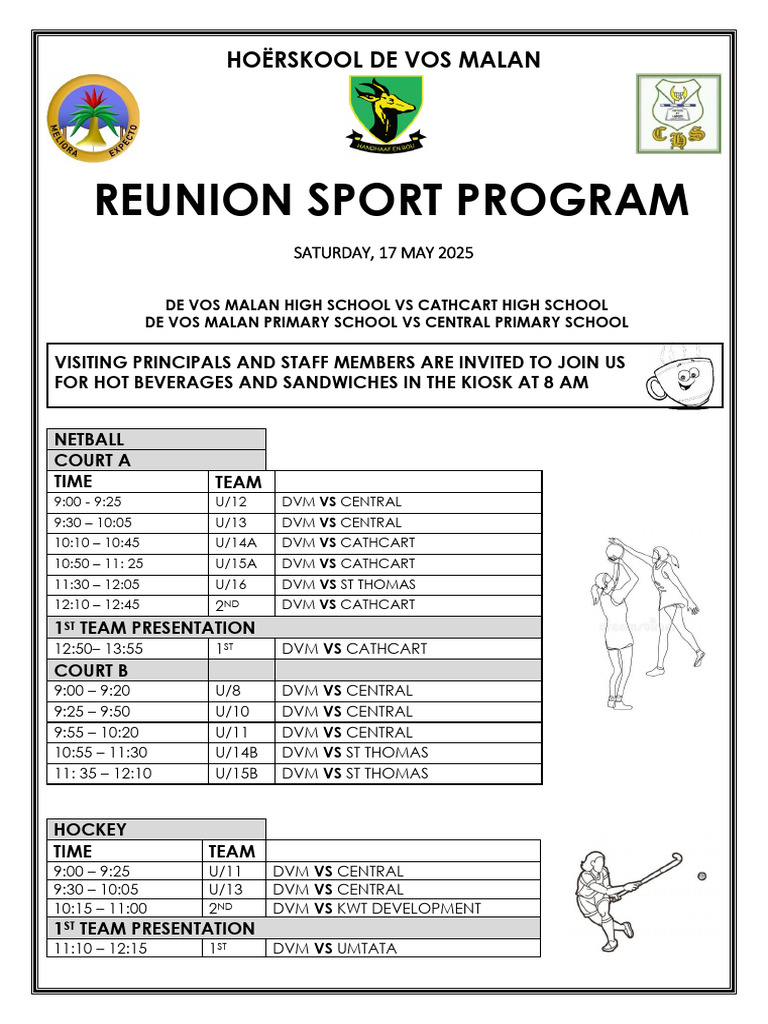 De Vos Malan School Sports Reunion 2025 | PDF
