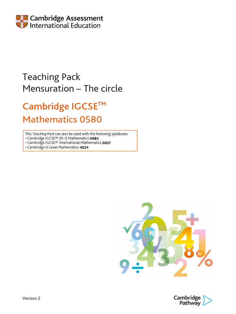 Mensuration Teaching Pack: Circles | PDF | Area | Circle