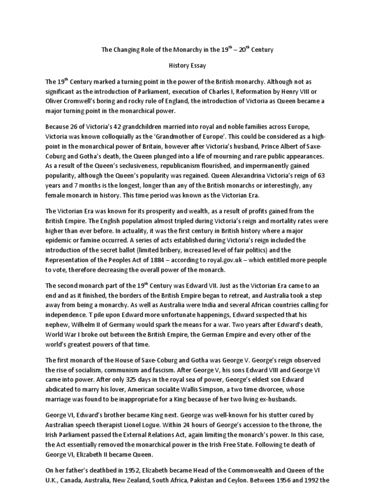 The Changing Role of The Monarchy in The 19th | PDF | Queen Victoria ...