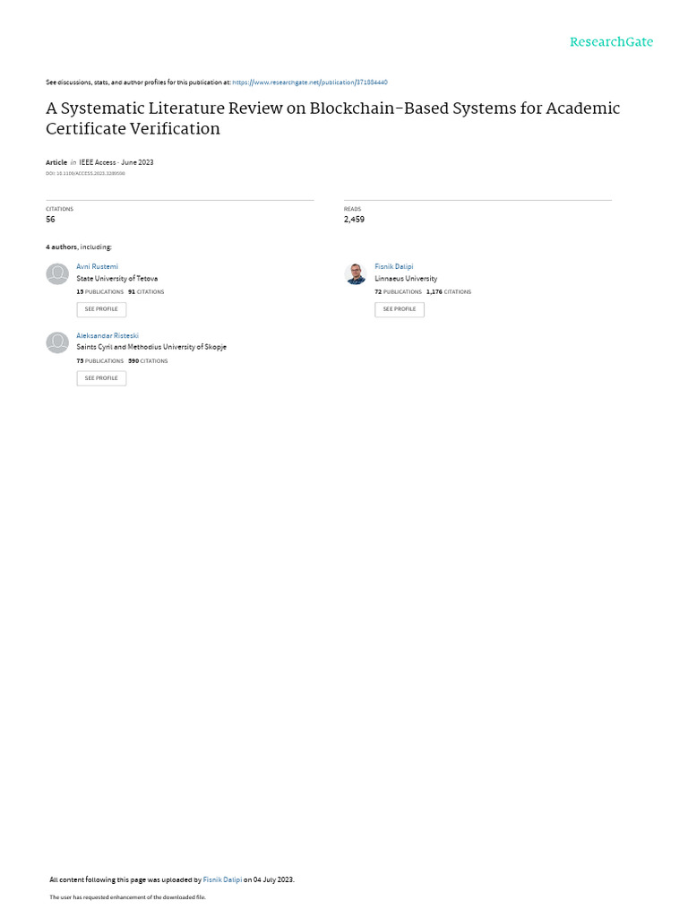 Blockchain for Academic Certificate Verification | PDF | Qualitative ...