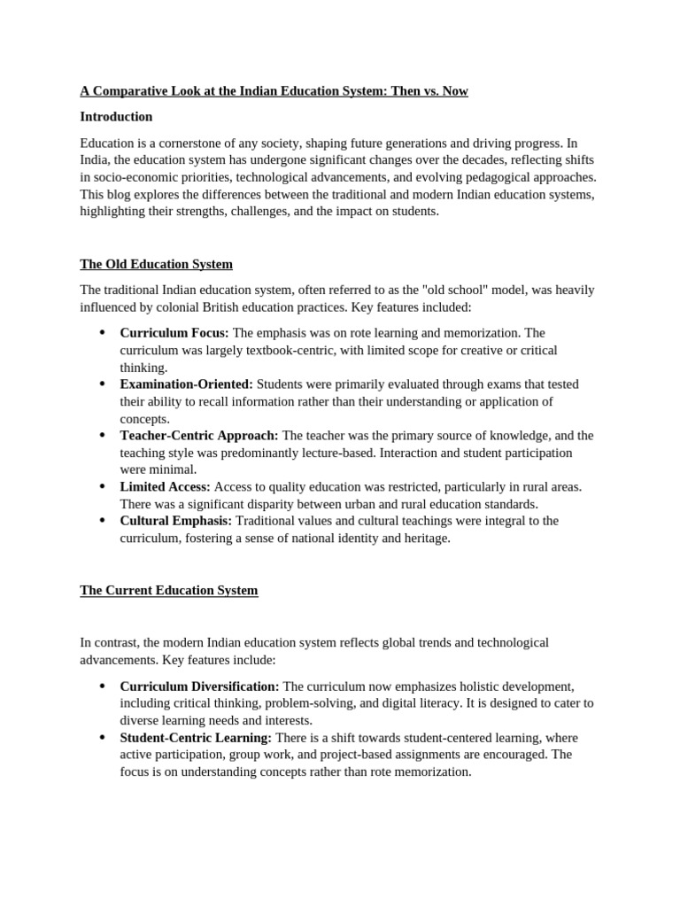 A Comparative Look at The Indian Education System | PDF | Learning ...