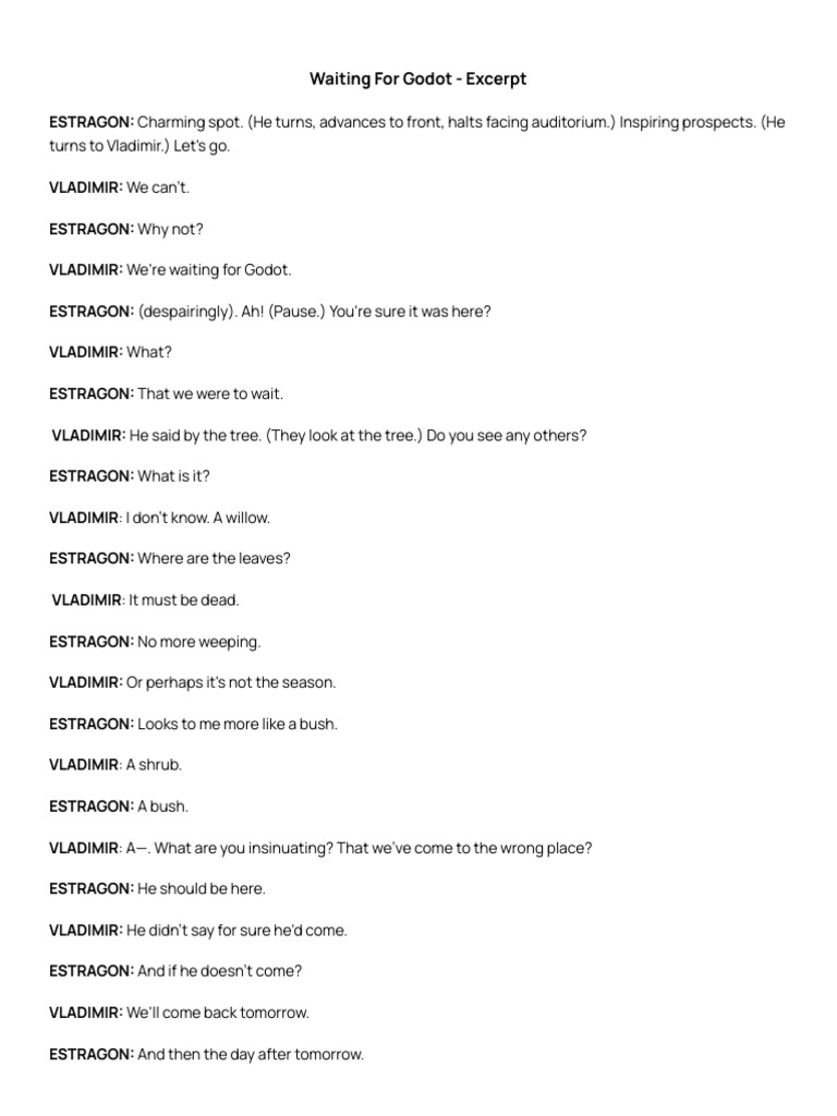 Waiting for Godot: Dialogue Excerpt | PDF | Samuel Beckett