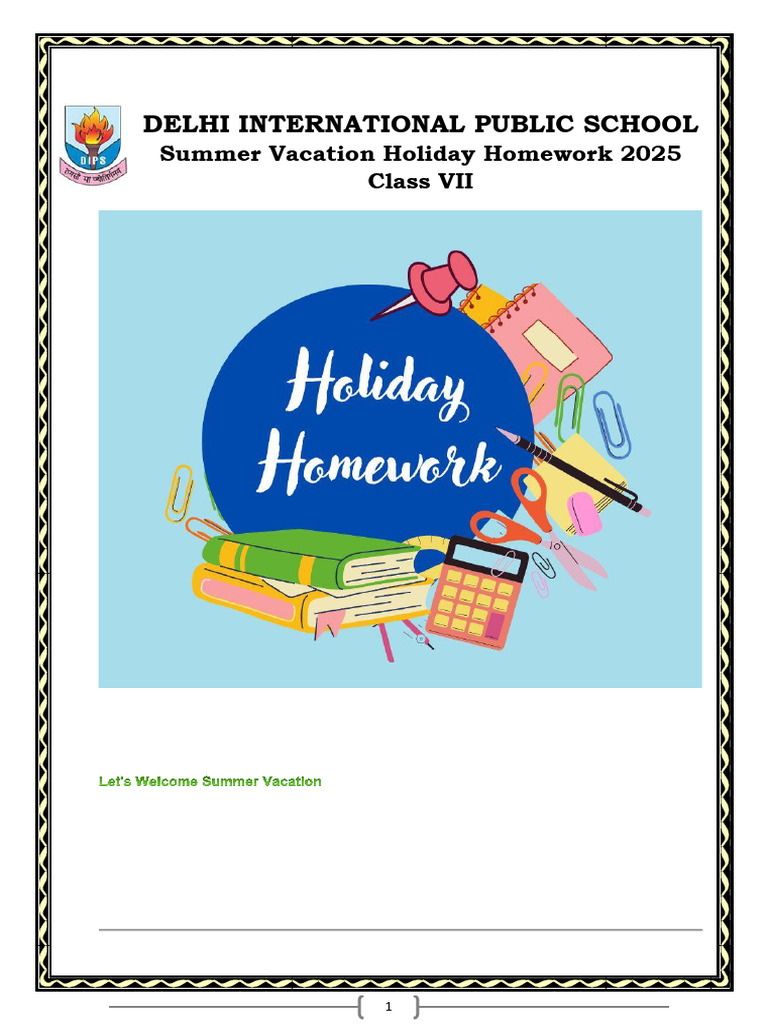 Class 7 Holidays Homework | PDF | Homework | Data