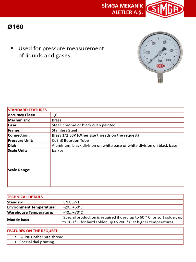 SiMGA-Pressure-Gauges - 0-400 | PDF