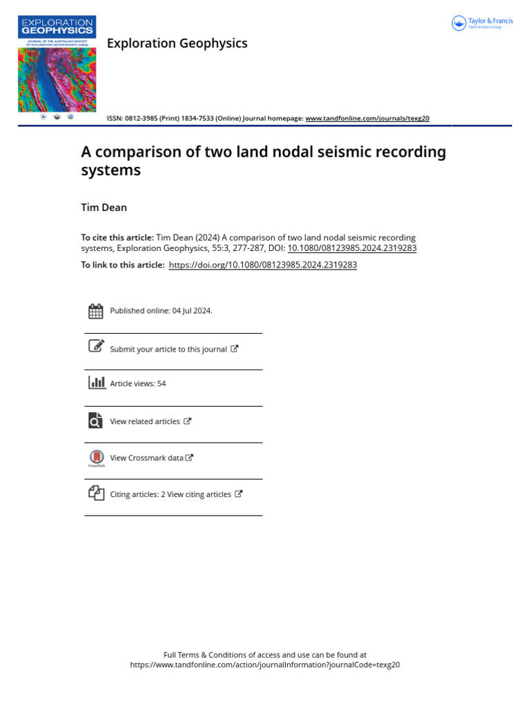 A Comparison of Two Land Nodal Seismic Recording Systems | PDF | Signal ...
