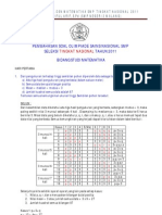 Pembahasan Soal Olimpiade Sains Nasional SMP Seleksi TAHUN 2011 Bidang Studi Matematika