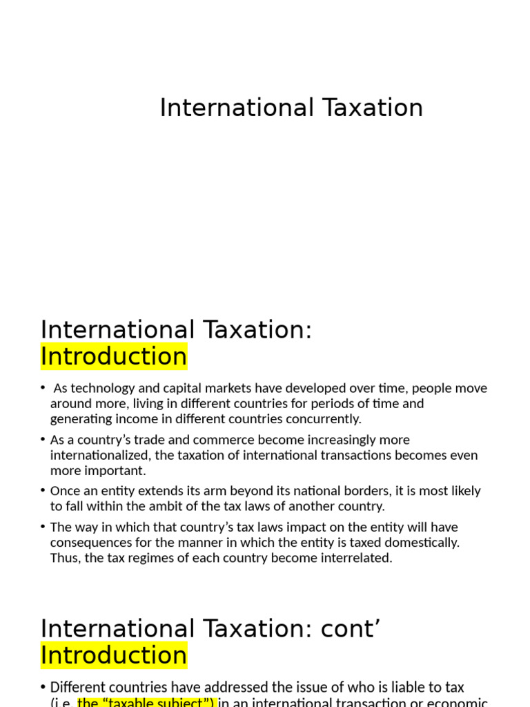 Understanding International Taxation | PDF | Taxes | International Taxation