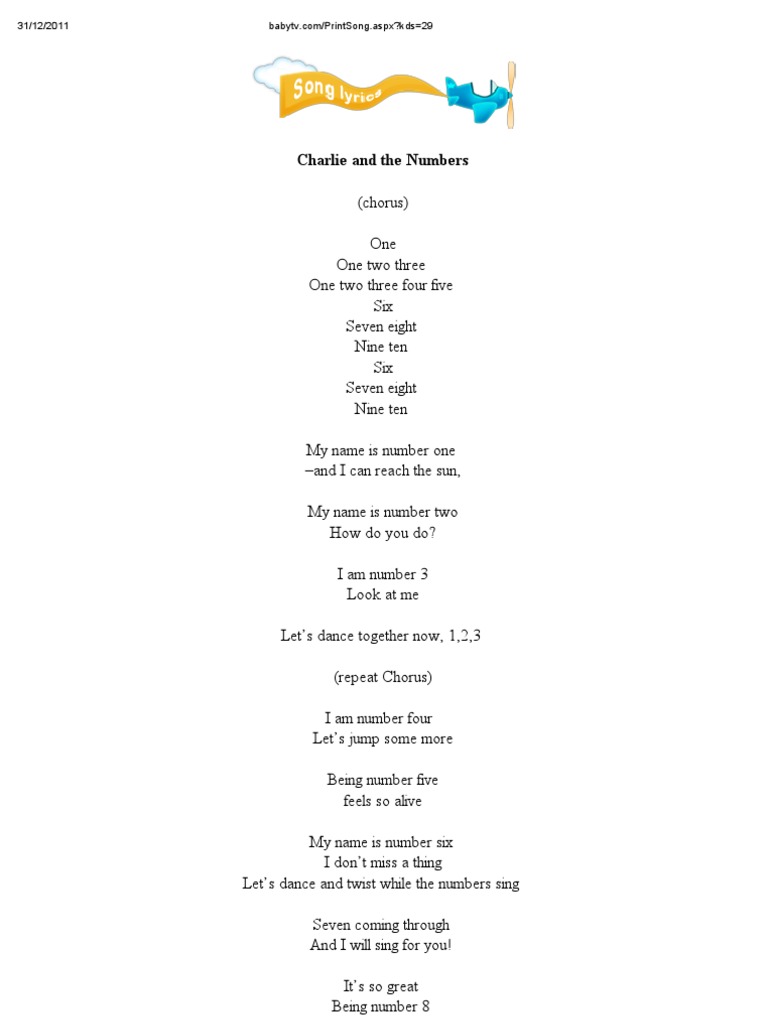 Charlie And The Numbers Lyrics Songs Pop Music