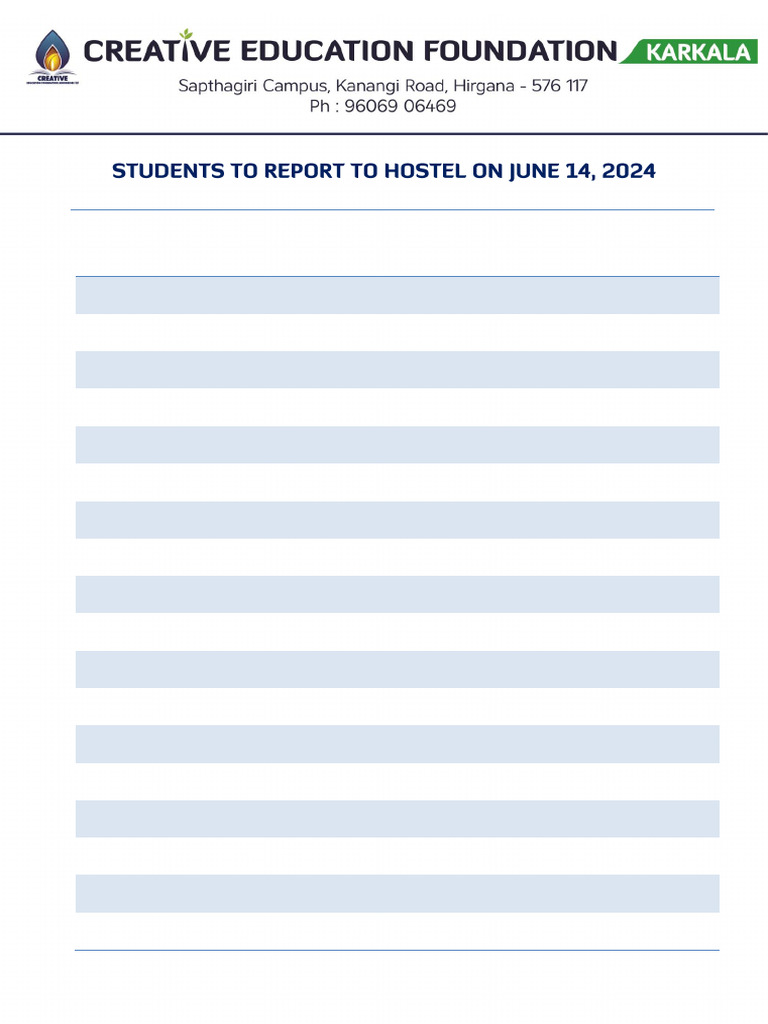 Students To Report To Hostel On June 14, 2024 | PDF
