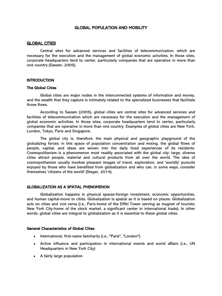 Global Population and Mobility | PDF | Cost Of Living | Human Migration