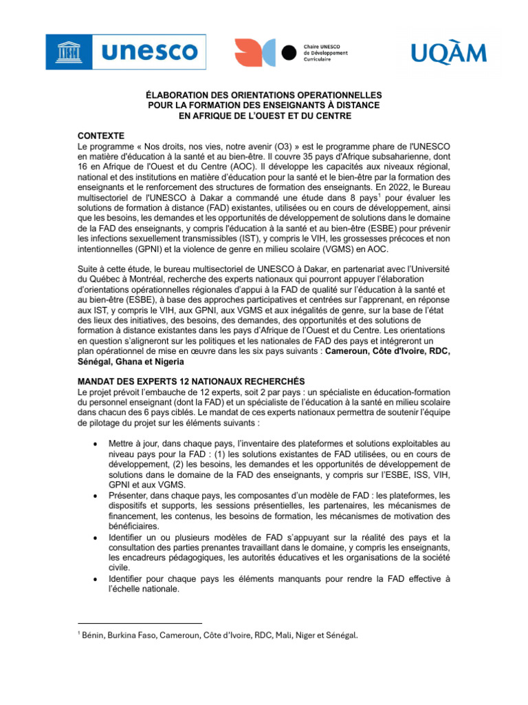 Formation des enseignants à distance en AOC | PDF | Expérience ...