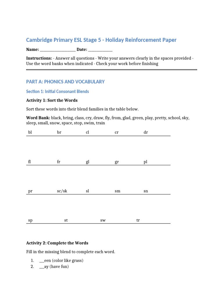 Holiday ESL Reinforcement Activities | PDF | Adjective | Linguistics
