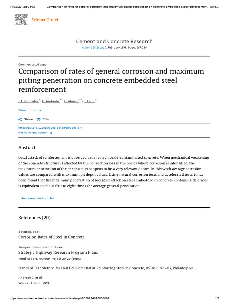 Corrosion Rates in Steel Reinforcement | PDF | Corrosion | Concrete