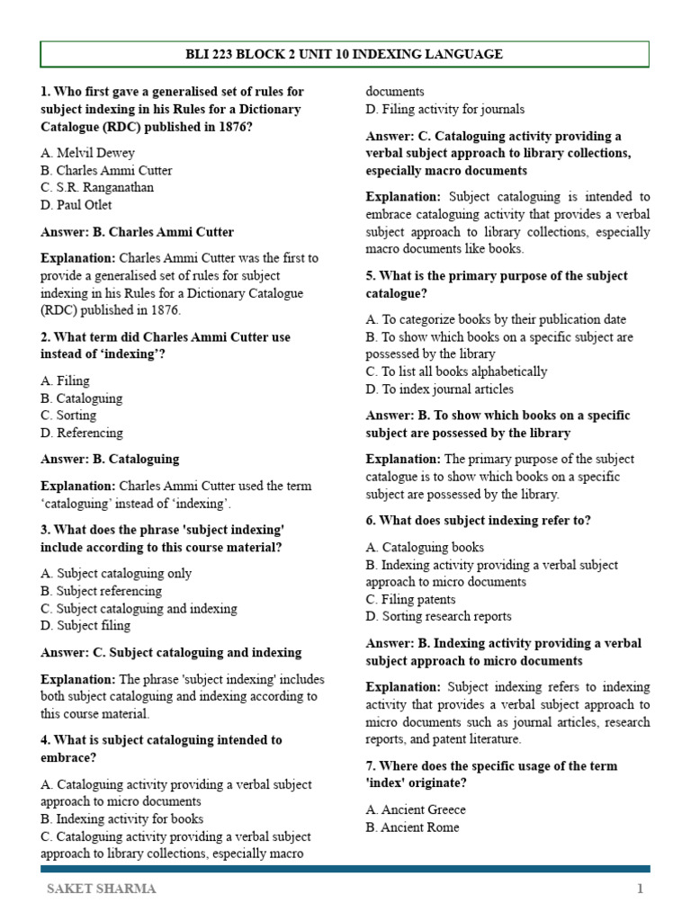 Subject Indexing and Cataloguing Basics | PDF | Semantics | Accuracy ...