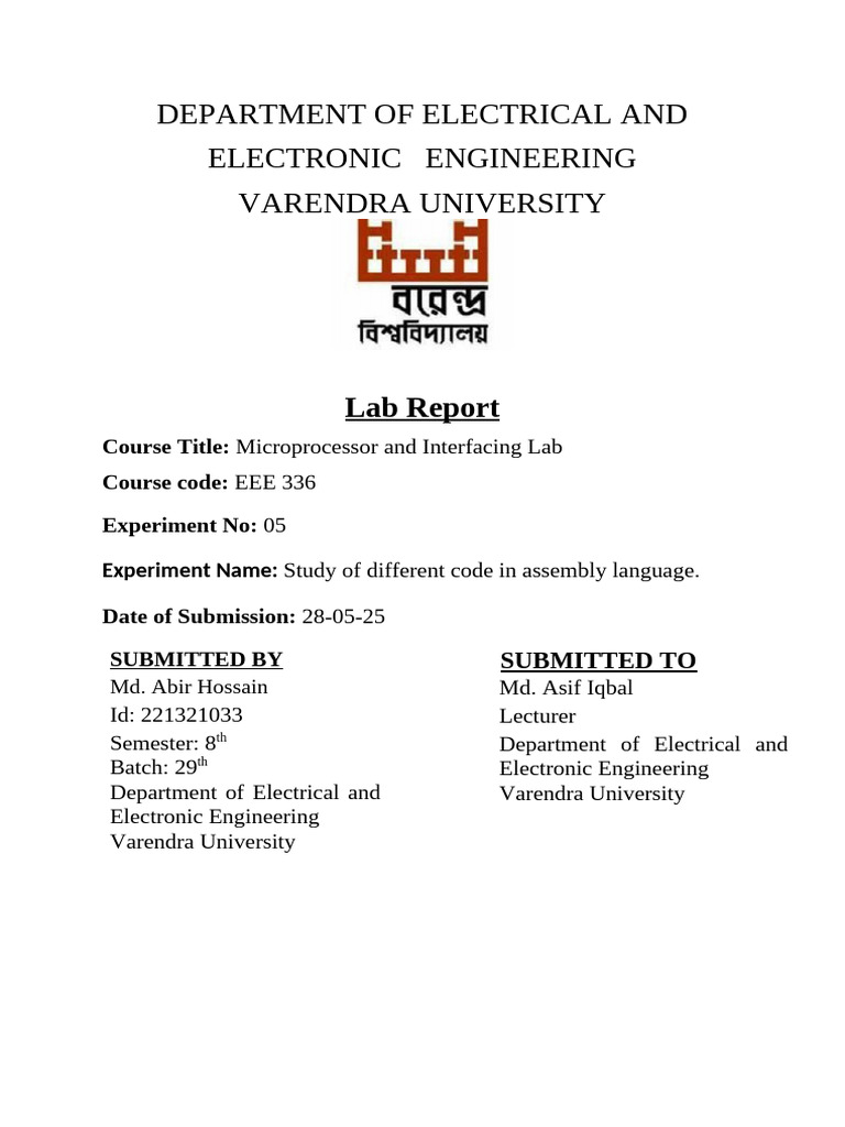 Assembly Language Code Study Report | PDF