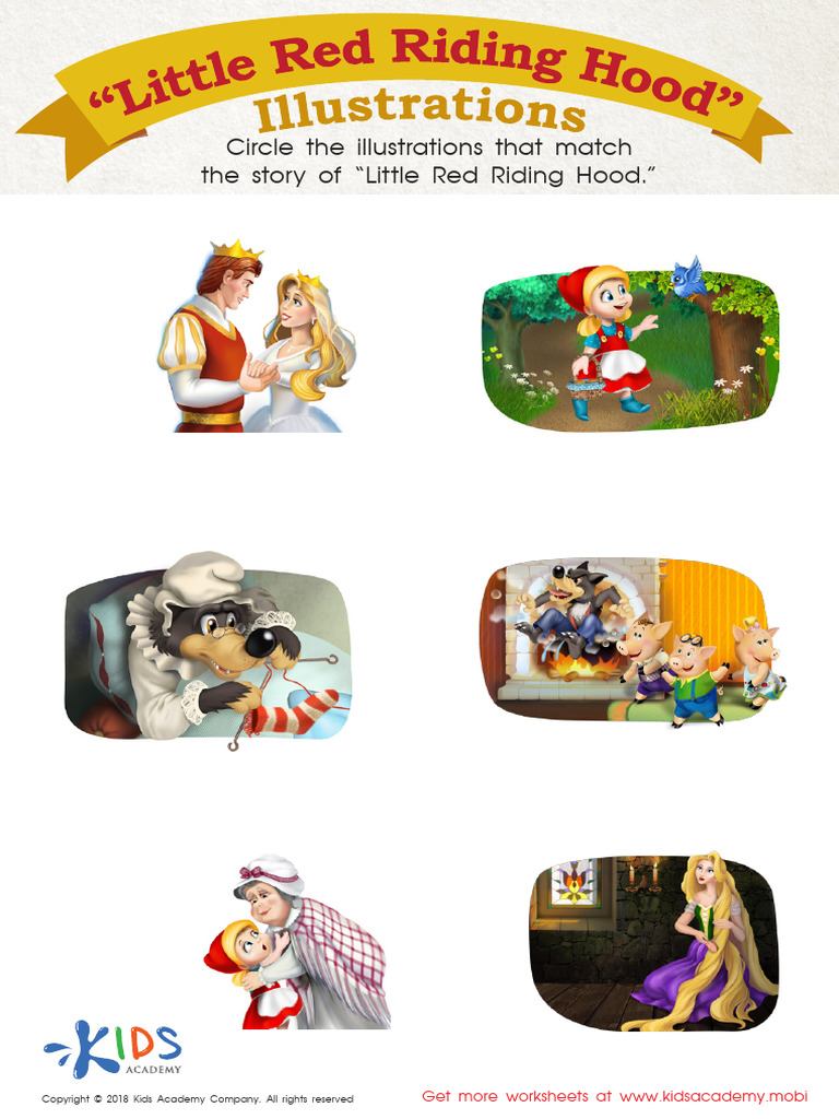 Preschool Little Red Riding Hood Illustrations Worksheet | PDF