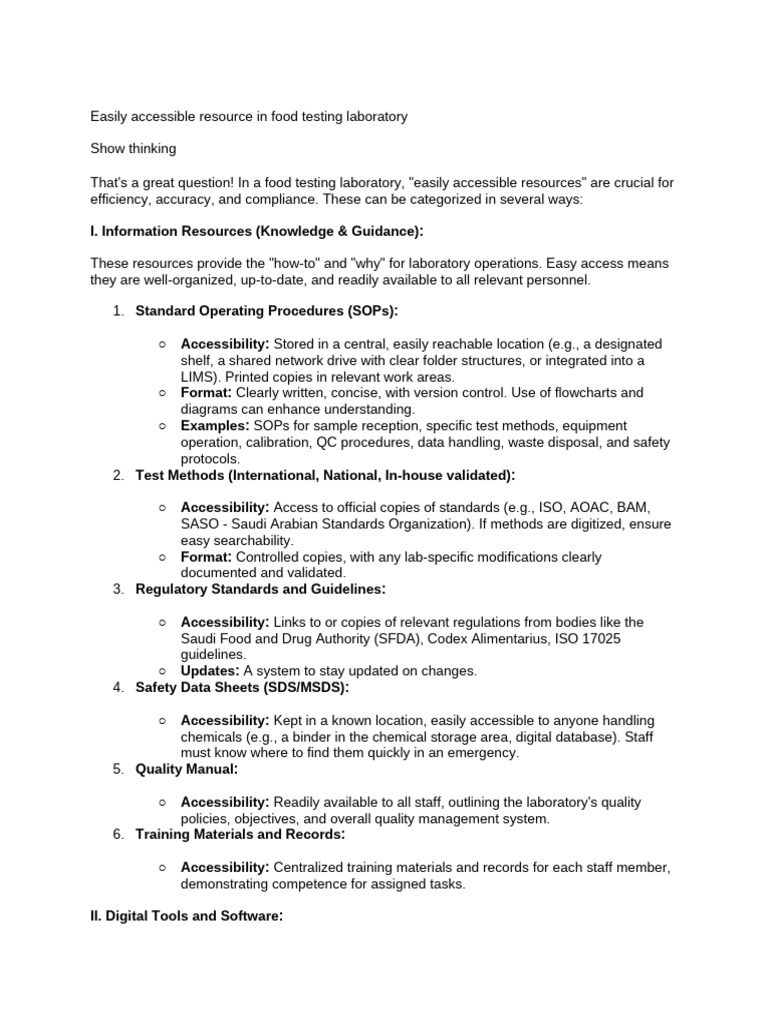 Accessible Resources in Food Testing Labs | PDF | Accessibility | Usability