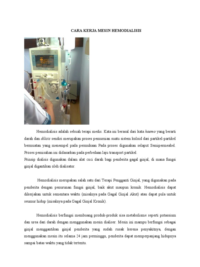 Cara Kerja Mesin Hemodialisis 2 Cara Kerja Mesin Hemodialisis 2
