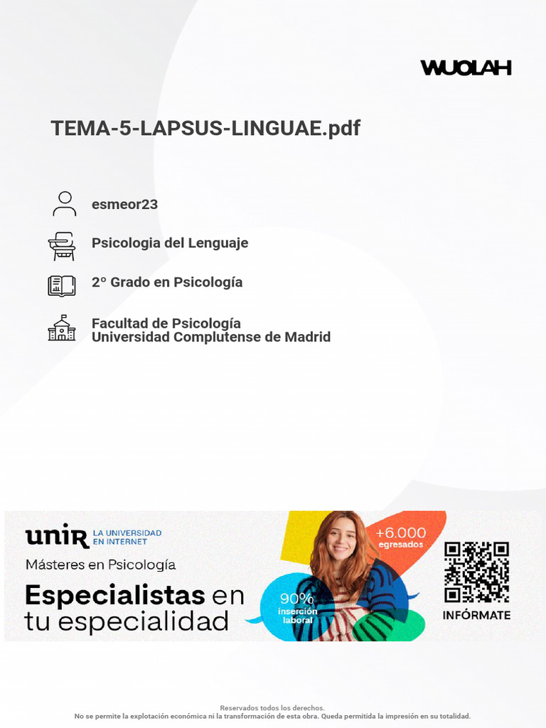 Tipos de Lapsus Linguae en Psicología | PDF | Palabra | Ciencia cognitiva